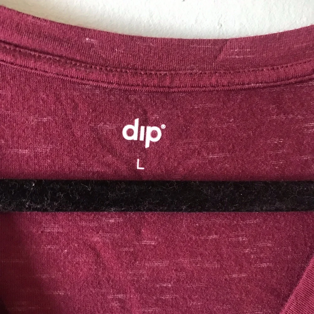 dip Long Sleeve V-Neck Top - Burgundy